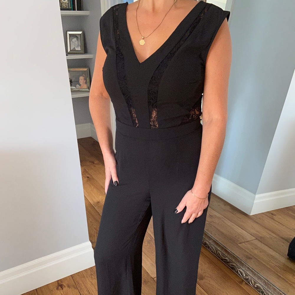 Lace detailed chiffon jumpsuit